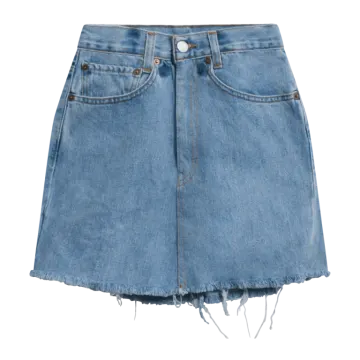 a denim skirt with fray edges