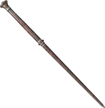 an old wooden stick with a metal handle