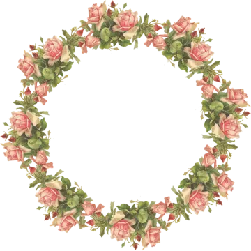 a wreath with pink roses and green leaves