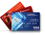 a credit card with two different colors