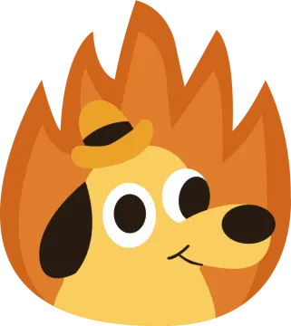 a cartoon dog with a fire in its mouth