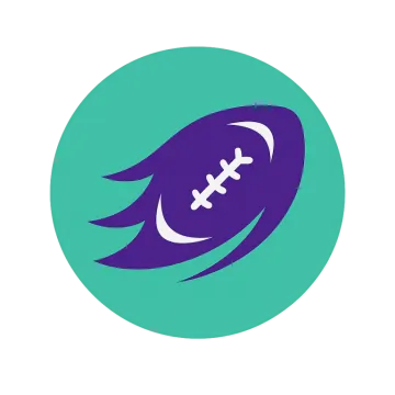 a green circle with a purple and white logo on it