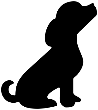 a black and white silhouette of a dog