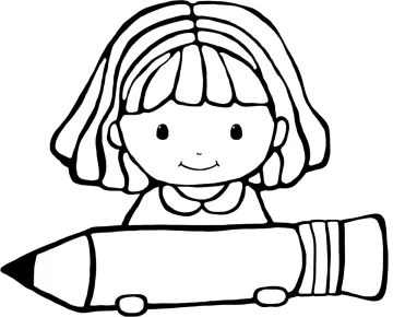 a girl holding a pencil