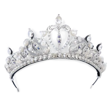 a silver tia with pearls and crystals
