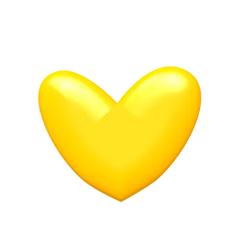 a yellow heart on a white background