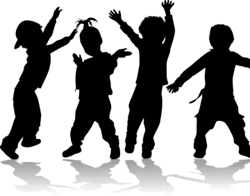 silhouettes of children dancing