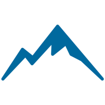 a blue mountain icon with a white background