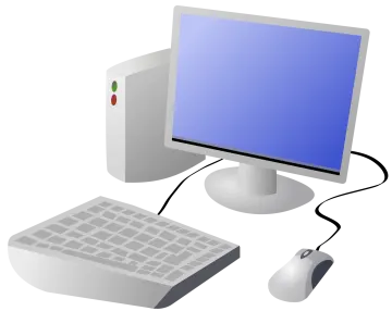 a computer with a mouse and keyboard