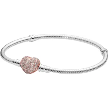 pandora pandora bang bracelet with rose quartz and diamonds