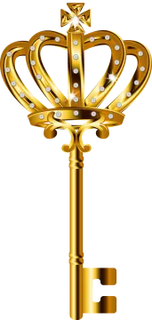 a golden key with a crown on top