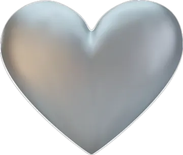 a silver heart on a white background