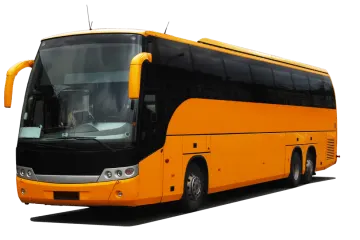 a yellow bus is parked on the street