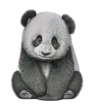 a drawing of a panda bear sitting down