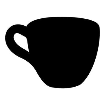 a black and white silhouette of a coffee cup