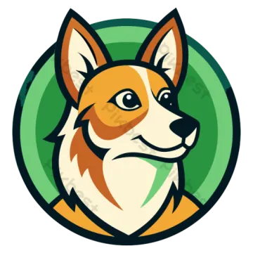 a dog with a green circle in the background