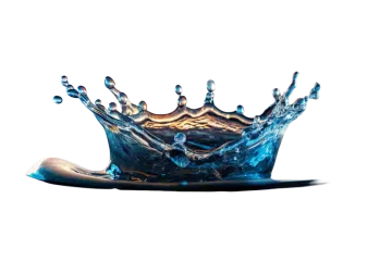 a blue water splash on a white background
