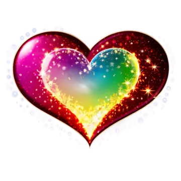 a colorful heart with stars and sparkles