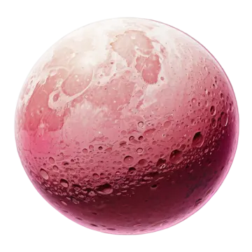 a pink moon with water droplets on it