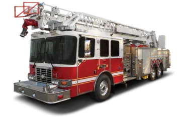a fire truck that is red and white