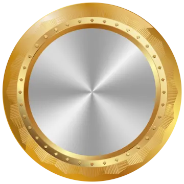 a round gold and silver button with hearts