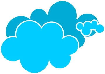 a blue cloud with three smaller clouds