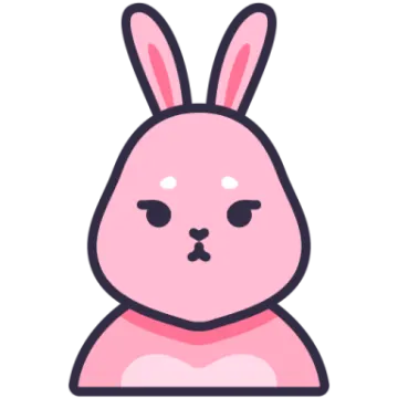 a pink bunny sitting on top of a white background