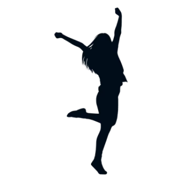 a silhouette of a woman jumping in the air