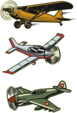 a set of four different types of airplanes