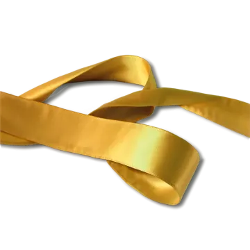 a gold satin ribbon on a white background