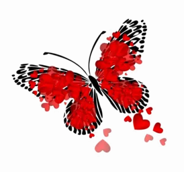 a butterfly with hearts on it's wings