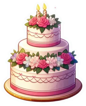 a cake with flowers and candles on top
