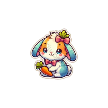 a cartoon rabbit with a carrot in its mouth
