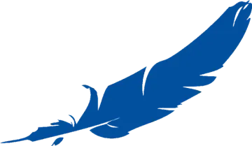 a blue feather on a white background