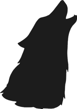 a black and white silhouette of a howling wolf