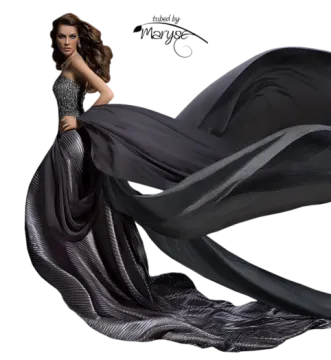 a woman in a black and silver dress
