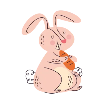 a rabbit with a carrot in its mouth