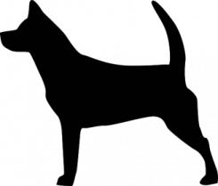 a black and white silhouette of a dog