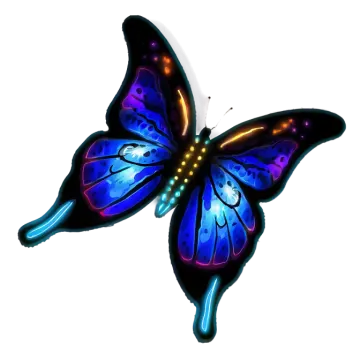 a blue butterfly on a white background