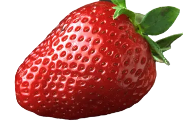 a close up of a strawberry on a white background