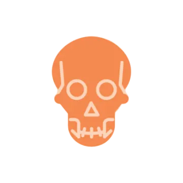 a skull icon in an orange circle