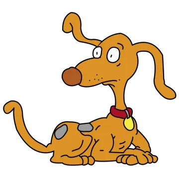 a cartoon dog sitting on the ground