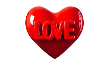 a red heart shaped balloon with the word love