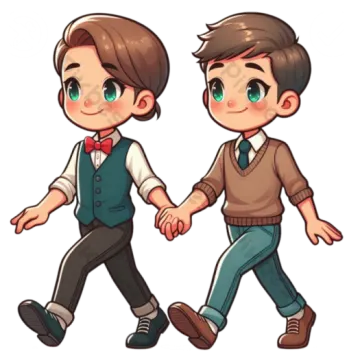 a boy and girl holding hands while walking