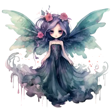 a watercolor painting of a fairy with wings