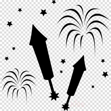 black and white fireworks clipart png
