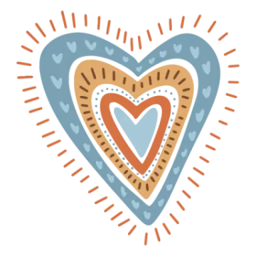 an illustration of a heart with the sun behind it