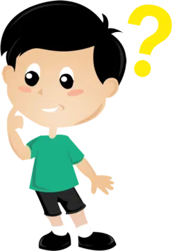 a boy with a question mark