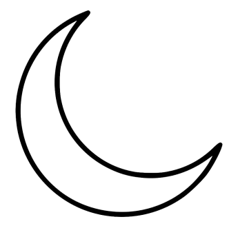 a black and white drawing of a crescent