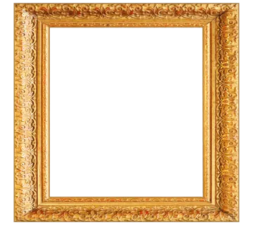 a gold frame on a white background